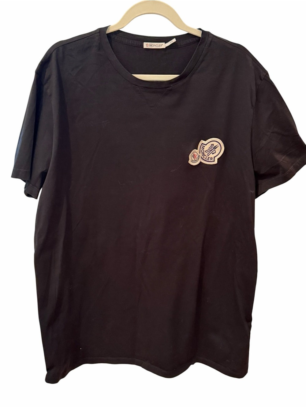 Moncler Black Patch Logo Crew Neck T-Shirt Cotton Men’s 3XL